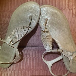 Silver feather sandals